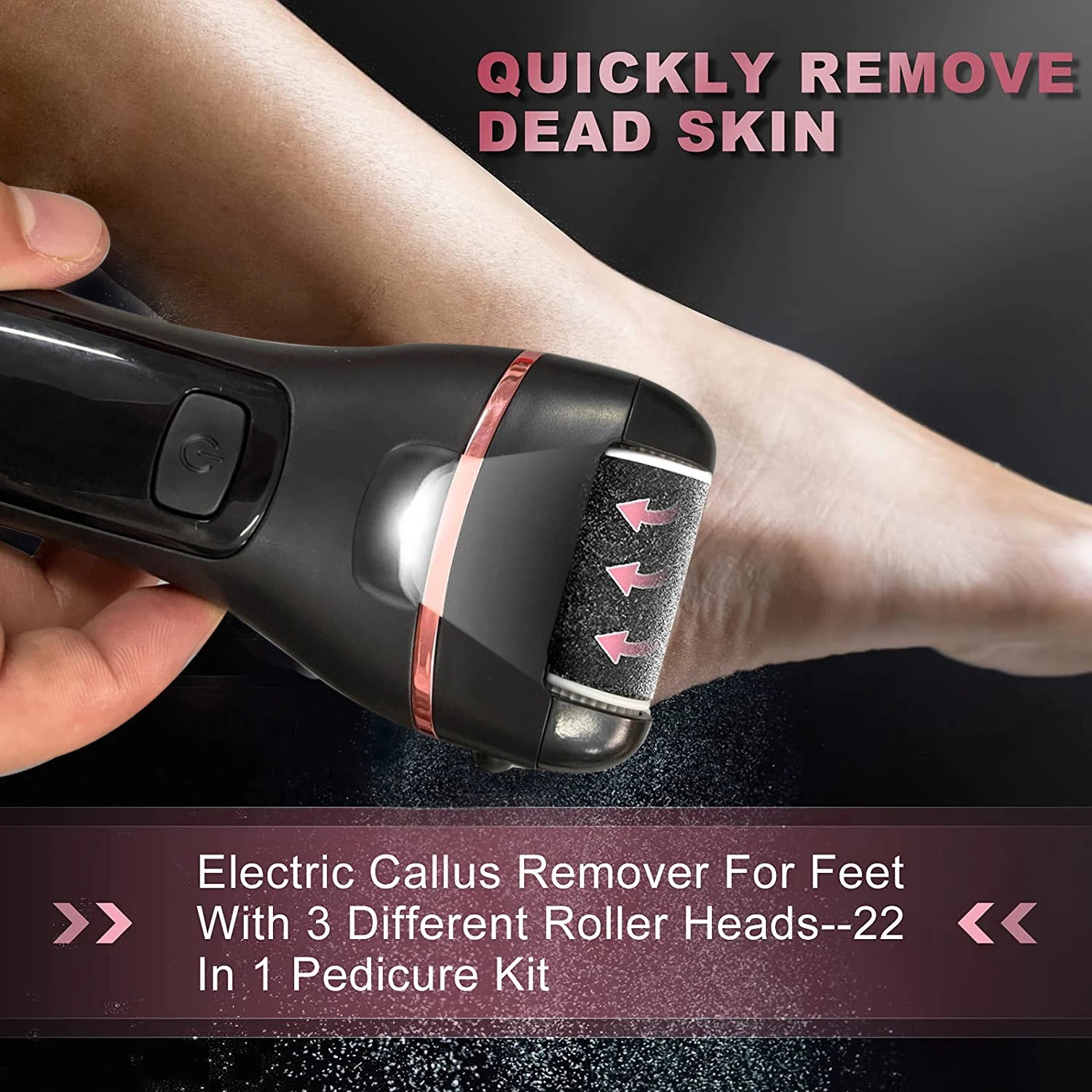 Rechargeable Foot Care Tools  Remove Dead Skin Electric Foot File Callus Remover Machine Pedicure Device Feet For Heels Black