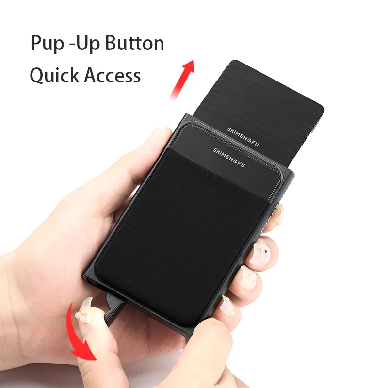 Pop Up RFID ID Card Holder Male Wallet Mini Package Aluminum Metal Protective Gear Storage Bag Smart Quick Release Women Purse