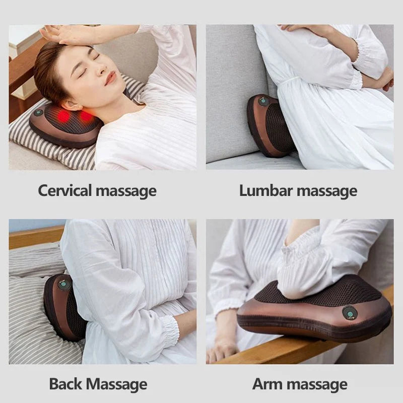 Massage Pillow 8 speed Head Relax Electric Shoulder Back Shiatsu Neck Massager