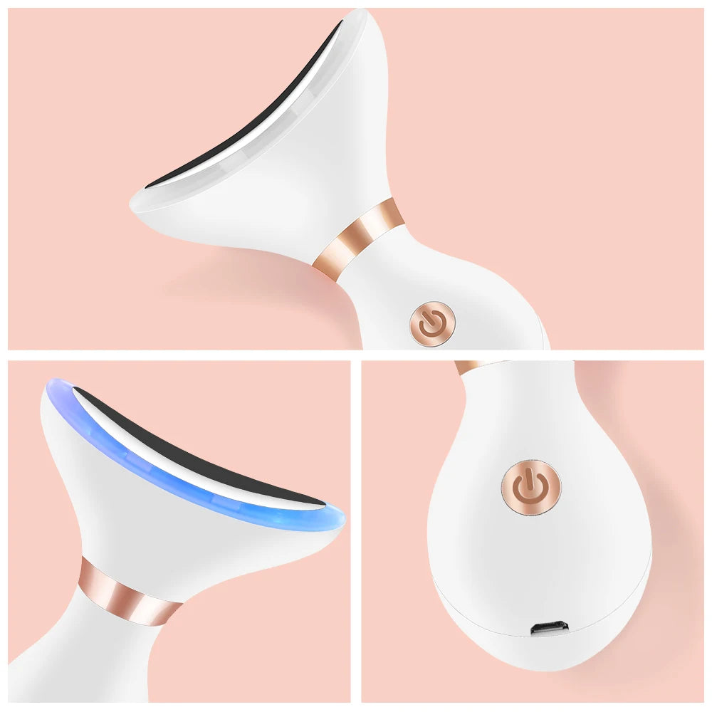 Neck Face Lifting Tool Massager LED Photon EMS Thermal Micro-current Massage Wrinkle Remover Anti Aging Remove Neck Lines