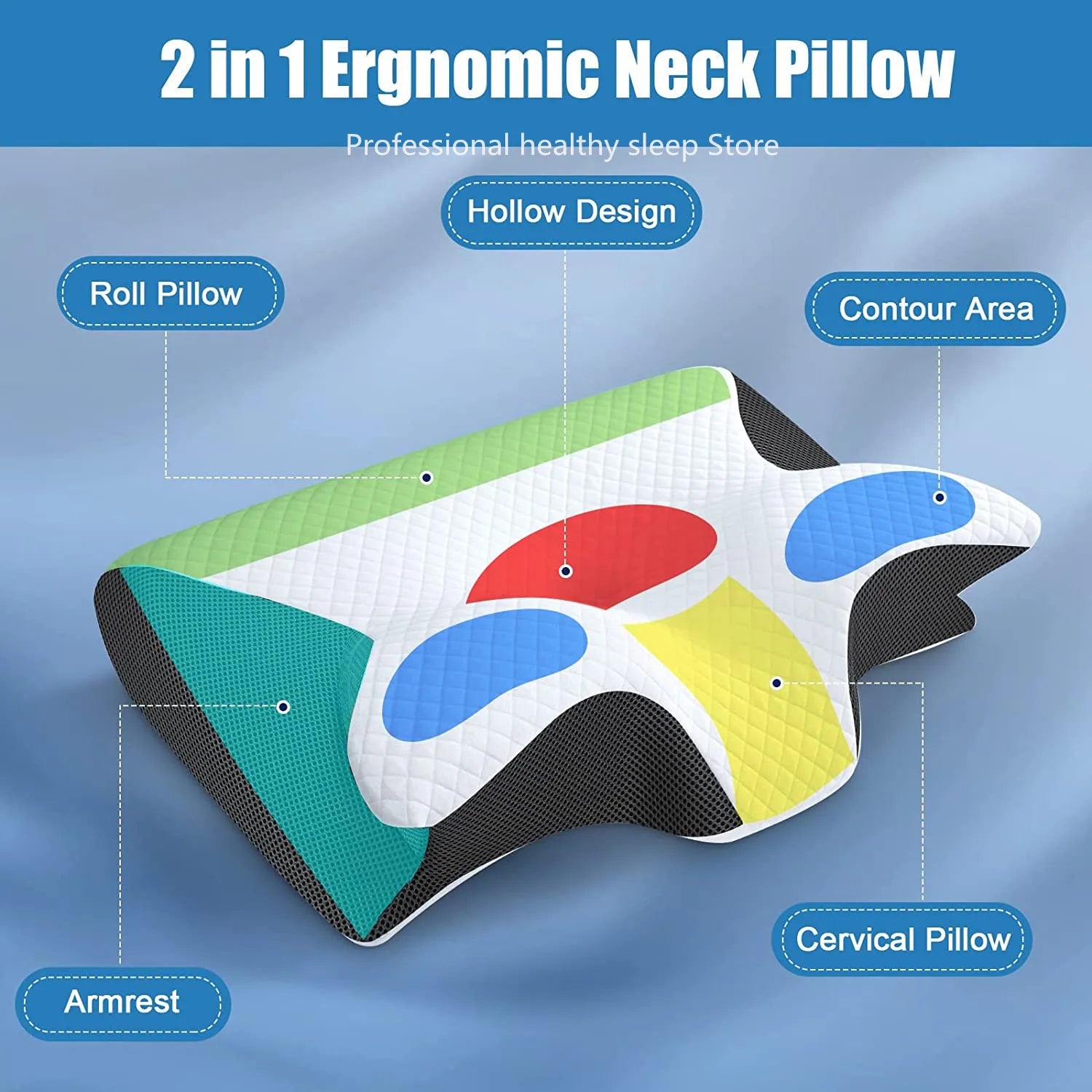 Cervical Memory Foam Pillow Contour Pillow for Neck and Shoulder Pain Orthopedic Sleep Neck Contour Pillow for Side Sleeping