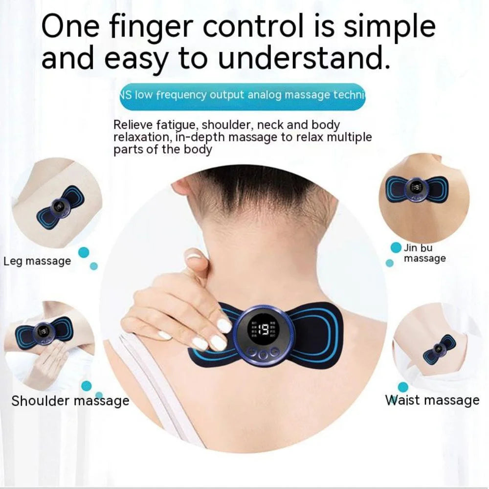 EMS Neck Massage LCD Display Electric Massager Cervical Neck Back Patch 8 Mode Pulse Muscle Stimulator Portable Relief Pain