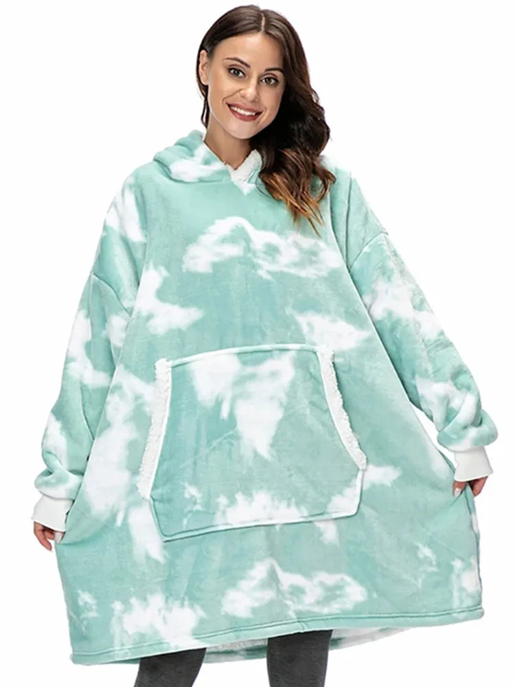 Oversized Hoodies Sweatshirt Women Winter Hoodies Fleece Giant TV Blanket With Sleeves Pullover Oversize Women Hoody Sweatshirts