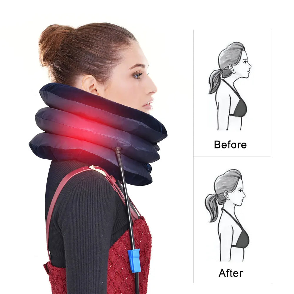 3 Layers Neck Massager Corrector Collar Relief Air Inflatable Cervical Vertebra Therapy Traction Soft Brace Pain Relief Pillow