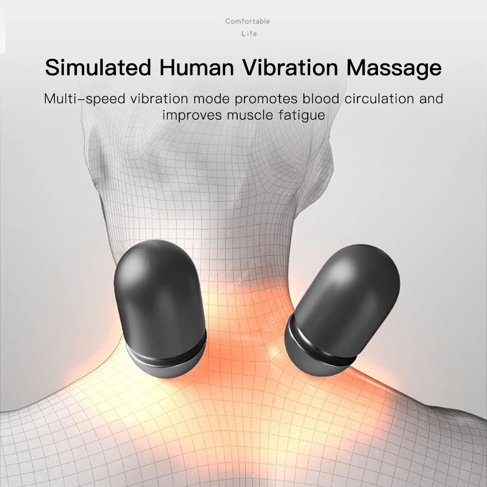 Electric Vibration Neck Massage Pillow Hot Compress Massager Neck Traction Pain Relief Massage Pillow Spine Support Sleep Relax