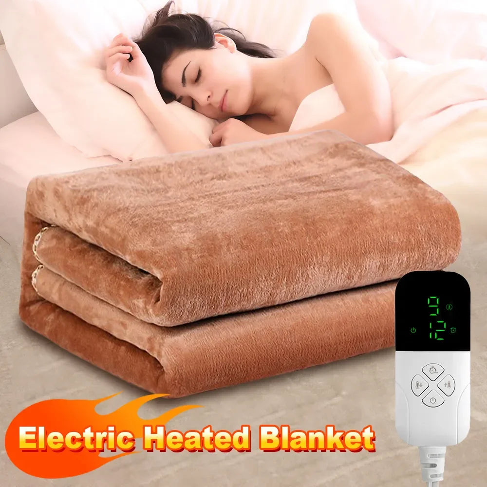 220V Coral Fleece Throw Heated Electric Sheet ThickenThermostat Electric Blankets Security Electric Heating Blanket Mattress