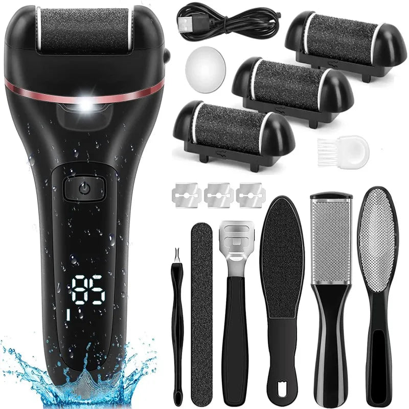 Rechargeable Foot Care Tools  Remove Dead Skin Electric Foot File Callus Remover Machine Pedicure Device Feet For Heels Black