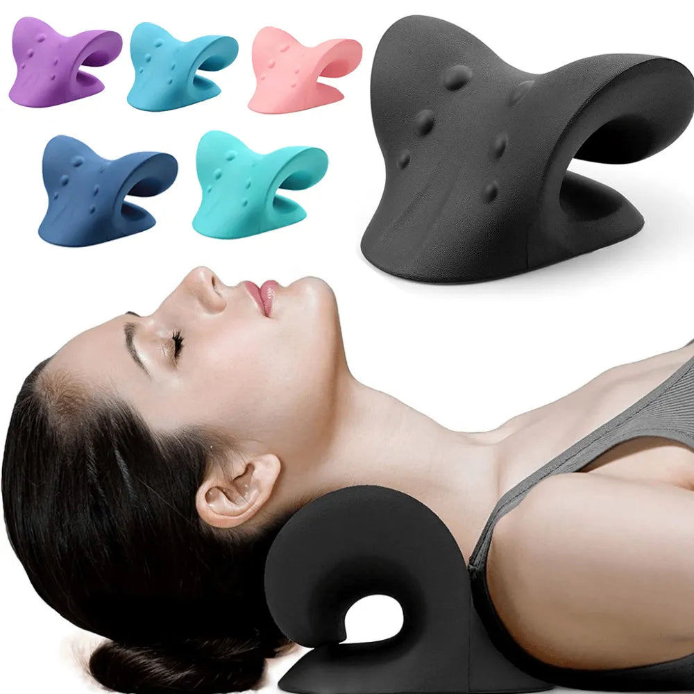 Neck Shoulder Stretcher Relaxer Cervical Chiropractic Traction Device Massage Pillow for Pain Relief Cervical Spine Alignment