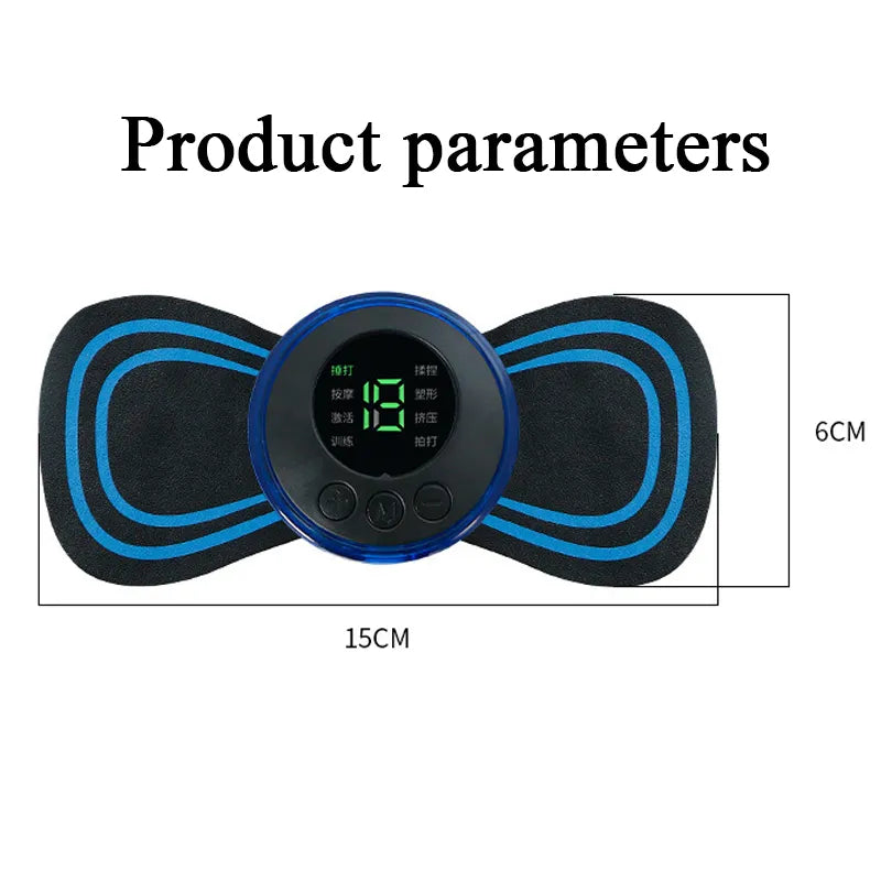 EMS Neck Massage LCD Display Electric Massager Cervical Neck Back Patch 8 Mode Pulse Muscle Stimulator Portable Relief Pain